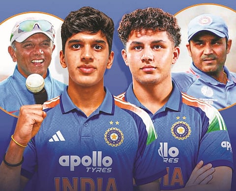 ಭಾರತ ಕಿರಿಯರ ಶುಭಾರಂಭ: ಮಿಂಚಿದ ಕನ್ನಡಿಗ ರಾಹುಲ್ ದ್ರಾವಿಡ್ ಕಿರಿಯ ಮಗ, ಸೆಹ್ವಾಗ್ ಹಿರಿಯ ಪುತ್ರ!