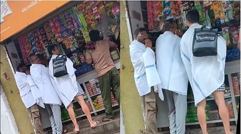 ರೈಲ್ವೆ ಬೆಡ್‌ಶೀಟ್ ಹೊದ್ದು ರಸ್ತೆಗಿಳಿದ ಯುವಕರು