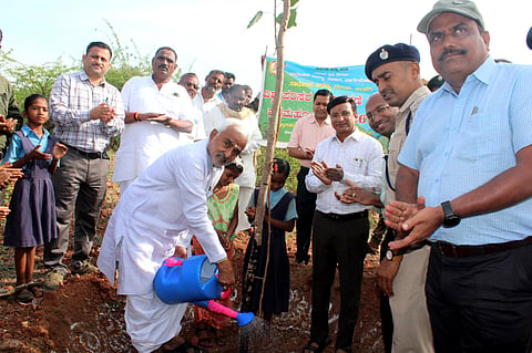 ಬಾಗಲಕೋಟೆ ಜಿಲ್ಲೆ ಬೀಳಗಿ ತಾಲೂಕಿನ ಚಿಕ್ಕಸಂಗಮ ಪ್ರದೇಶದಲ್ಲಿ 160 ಎಕರೆ ಪ್ರದೇಶದಲ್ಲಿ ಬೃಹತ್ ಸಸಿ ನೆಡುವ ಕಾರ್ಯಕ್ಕೆ ಶನಿವಾರ ಶಾಸಕ ಜೆ.ಟಿ. ಪಾಟೀಲ ಚಾಲನೆ ನೀಡಿದರು. ಜಿಲ್ಲಾಧಿಕಾರಿ ಸಂಗಪ್ಪ, ಉಪ ಅರಣ್ಯ ಸಂರಕ್ಷಣಾಧಿಕಾರಿ ಸ್ವಪ್ನಲ್ ಅಹಿರೇ, ಸಾಮಾಜಿಕ ಅರಣ್ಯ ವಿಭಾಗದ ಉಪ ಅರಣ್ಯ ಸಂರಕ್ಷಣಾಧಿಕಾರಿ ಕೆ.ಎಸ್. ಗೊರವರ ಮತ್ತಿತರರು ಇದ್ದರು.