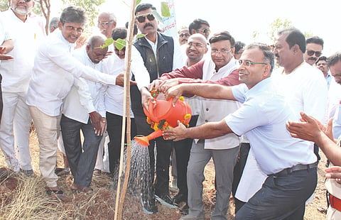 ಬಾಗಲಕೋಟೆ ಜಿಲ್ಲಾಡಳಿತ, ಜಿ.ಪಂ., ಅರಣ್ಯ ಇಲಾಖೆ ಹಾಗೂ ನಾಯನೇಗಲಿ ಇಐಡಿ ಪ್ಯಾರಿ ಇಂಡಿಯಾ ಲಿಮಿಟೆಡ್ ಸಹಯೋಗದಲ್ಲಿ ಬುಧವಾರ ತಾಲೂಕಿನ ಮಲ್ಲಯ್ಯನ ಗುಡ್ಡದಲ್ಲಿ ವಿವಿಧ ಜಾತಿಗಳ 2 ಸಾವಿರ ಸಸಿಗಳನ್ನು ನೆಡುವ ಕಾರ್ಯಕ್ಕೆ ಜಿಲ್ಲಾಧಿಕಾರಿ ಸಂಗಪ್ಪ ಚಾಲನೆ ನೀಡಿದರು. ಜಿಪಂ ಸಿಇಒ ಶಶಿಧರ ಕುರೇರ, ಉಪ ಅರಣ್ಯ ಸಂರಕ್ಷಣಾಧಿಕಾರಿ ಸ್ವಪ್ನಿಲ್ ಅಹಿರೆ ಮತ್ತಿತರರು ಇದ್ದರು.