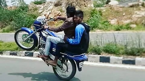 Action will be taken for performing bike wheelies.