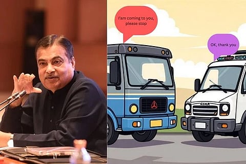 ನಿತಿನ್​ ಗಡ್ಕರಿ, ವಾಹನಗಳು ಪರಸ್ಪರ ಸಂವಹನ ನಡೆಸುತ್ತಿರುವುದು