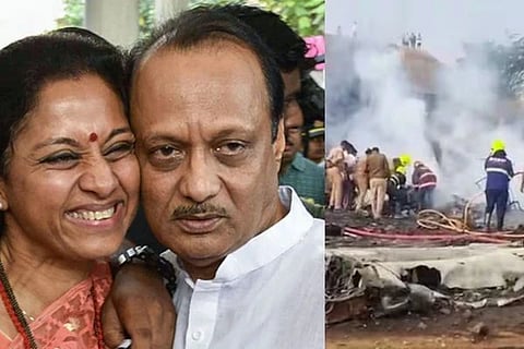 ಅಜಿತ್​ ಪವಾರ್ ಮತ್ತು ಸುಪ್ರಿಯಾ ಸುಳೆ, ​, ಅಪಘಾತಕ್ಕೀಡಾದ ವಿಮಾನ