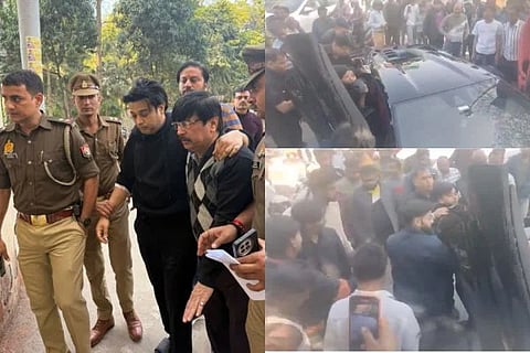 ಆರೋಪಿ ಶಿವಂ ಮಿಶ್ರಾನನ್ನು ಬಂಧಿಸಿರುವ ಪೊಲೀಸರು, ಅಫಘಾತದ ಚಿತ್ರ