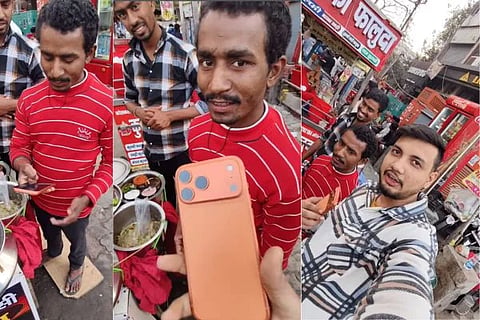 ಐಫೋನ್​ ಹಿಡಿದು ಪಾನಿಪುರಿ ಮಾರುತ್ತಿರುವ ವ್ಯಕ್ತಿ