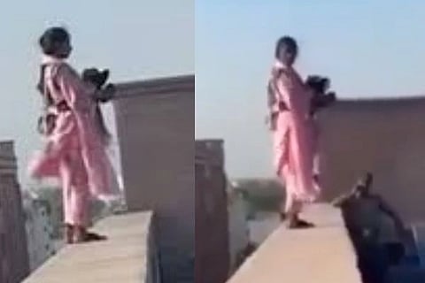ಲಖನೌ ಹೈಕೋರ್ಟ್​ ಛಾವಣಿ ಏರಿ ಅತ್ಮಹತ್ಯೆ ಬೆದರಿಕೆ ಒಡ್ಡಿದ ಯುವತಿ  