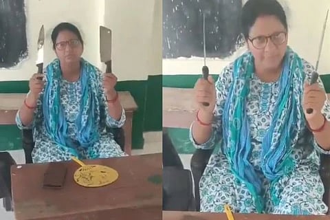 ತರಗತಿಗೆ ಚಾಕು ಹಿಡಿದು ಬಂದ ಮುಖ್ಯ ಶಿಕ್ಷಕಿ ಶಿಖಾ ಸಿಂಗ್