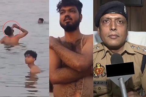ಪವಿತ್ರ ಗಂಗಾ ನದಿಯಲ್ಲಿ ಬಿಯರ್​ ಕುಡಿದ ಯುವಕ