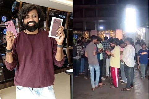 ಐಫೋನ್ 18 ಬಿಡುಗಡೆ ಮಾರಾಟಕ್ಕಾಗಿ ಮುಂಬೈನ ಆಪಲ್ ಸ್ಟೋರ್‌ನ ಹೊರಗೆ ಉದ್ದನೆಯ ಸಾಲಿನಲ್ಲಿ ನಿಂತಿರುವ ಗ್ರಾಹಕರು