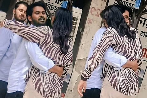 ಕೋರ್ಟ್ ಆವರಣದಲ್ಲೇ ವಿಚ್ಛೇದನ ಅರ್ಜಿ ಹರಿದುಹಾಕಿ ಗಂಡನನ್ನು ಅಪ್ಪಿಕೊಂಡ ಪತ್ನಿ