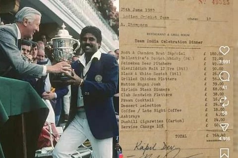 ಸೋಷಿಯಲ್​ ಮೀಡಿಯಾನಲ್ಲಿ ವೈರಲ್​ ಆಗುತ್ತಿರುವ 1983 ವಿನ್ನಿಂಗ್​ ಪಾರ್ಟಿ ಬಿಲ್​