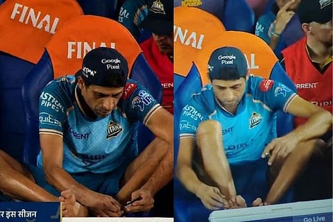 ಪಂದ್ಯದ ವೇಳೆ ಉಗುರನ್ನು ಕತ್ತರಿಸುತ್ತಾ ಕುಳಿತ ಆಶಿಶ್​ ನೆಹ್ರಾ