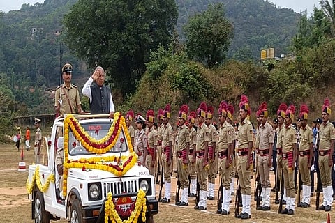 ಸಣ್ಣ ನೀರಾವರಿ, ವಿಜ್ಞಾನ ಮತ್ತು ತಂತ್ರಜ್ಞಾನ ಹಾಗೂ ಕೊಡಗು ಜಿಲ್ಲಾ ಉಸ್ತುವಾರಿ ಸಚಿವರಾದ ಎನ್.ಎಸ್.ಭೋಸರಾಜು ಅವರು ಧ್ವಜಾರೋಹಣ ನೆರವೇರಿಸಿದರು.