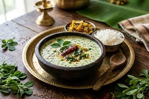 ಮಲೆನಾಡಿನ ಶೈಲಿಯ ಮೆಂತ್ಯೆ ಸೊಪ್ಪಿನ ತಂಬುಳಿ Methi Tambuli 