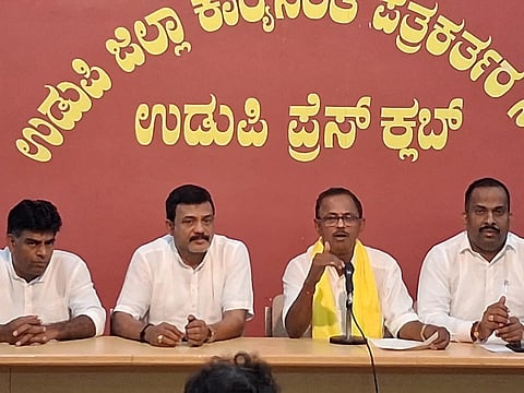 ಸುದ್ದಿಗೋಷ್ಠಿಯಲ್ಲಿ ನಿಗಮದ ಅಧ್ಯಕ್ಷ ಮಂಜುನಾಥ ಪೂಜಾರಿ ಮುದ್ರಾಡಿ.