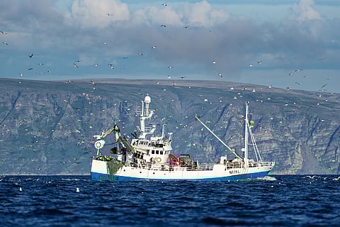 Norwegian fishing vessel returning from Barents Sea. Norway and Russia have reached a bilateral fisheries agreement for the Barents Sea by 2024. 