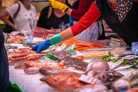 Fish market in Barcelona, Spain.