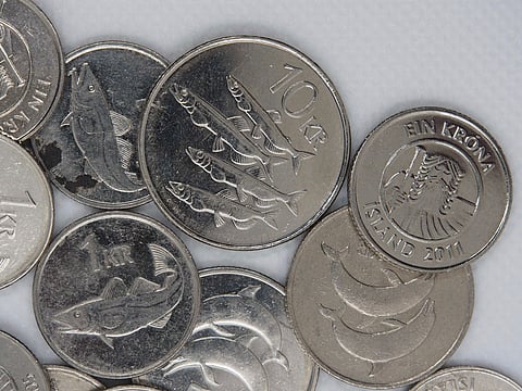 Icelandic Krona coins.