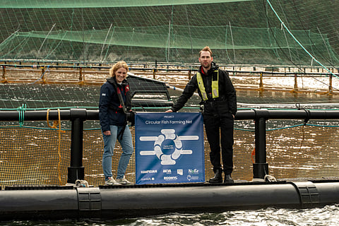 Jostein Iversen, sustainability advisor at Grieg Seafood, and&nbsp;Karen Kvalheim, innovation manager for research at AKVA Group Egersund Net.