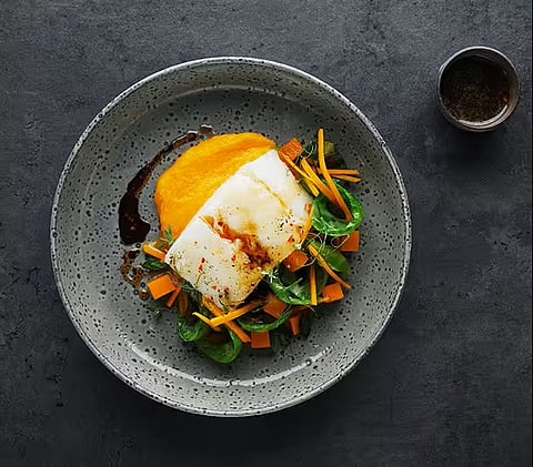 Baked cod with pumpkin, Mar de Noruega.