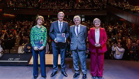 From left to right, Evelyn Matthei, José Antonio Kast, Arturo Clément, and Jeannette Jara.