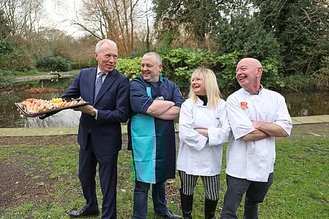 Irish Fisheries Minister Timmy Dooley with seafood professionals and fishmongers at the launch of the new schools programme.