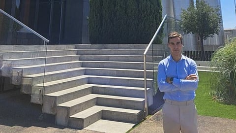 Jon Fernández de Barrena poses in front of the Alvinesa Natural Ingredients headquarters after being appointed CEO.