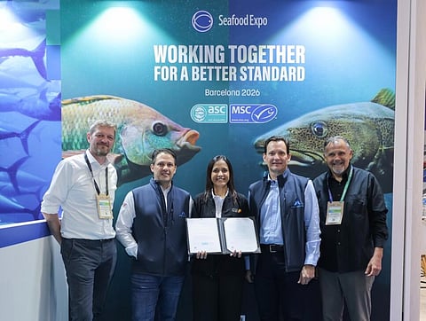 The Agropecuaria Nivar team presented with the ASC Feed Certificate at Seafood Expo Global 2026.