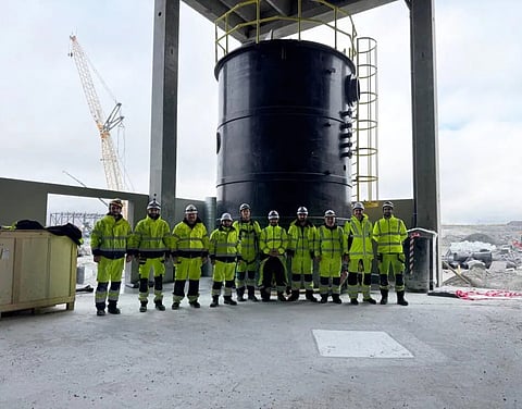 The project includes 57 degassing towers with diameters ranging from 3.6 meters to 4.2 meters and tower heights between 5.2 m and 6.8 m.