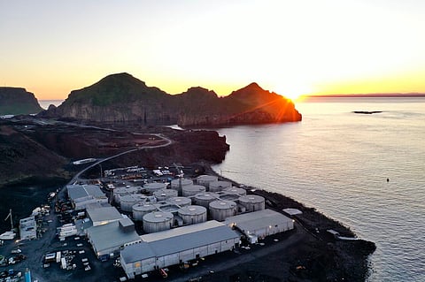 LAXEY land-based salmon farming facility in Vestmannaeyjar, Iceland.