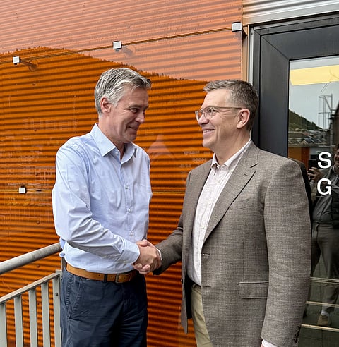Jan Olav Langeland, CEO Salmon Group, and Charlie Granfelt, CEO WellFish Tech.