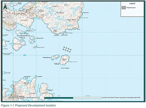 Location of Mowi's proposed Tabhaigh East salmon farm in Loch Erisort, Isle of Lewis.