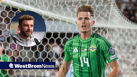 Isaac Price in action for Northern Ireland, West Brom boss James Morrison in inset.