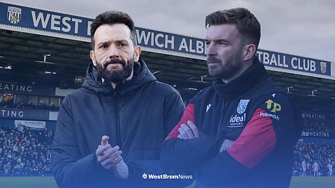 Carlos Corberan and James Morrison standing with The Hawthorns in background