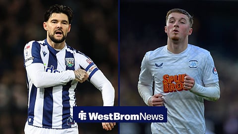 West Brom's Alex Mowatt and Preston North End loanee Alfie Devine in action for their respective clubs.