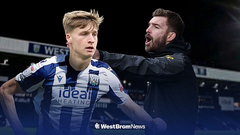 Jimmy Jay-Morgan in a West Brom kit with James Morrison at the Hawthorns