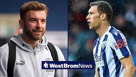 Krystian Bielik during the Sky Bet Championship match between West Bromwich Albion and Sheffield Wednesday next to West Brom head coach James Morrison.