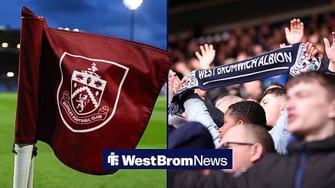 Burnley flag at Turf Moor and West Brom fans at The Hawthorns