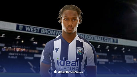 Remark McNeil in a West Brom top, with The Hawthorns behind it