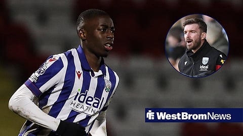 Eseosa Sule in action for West Brom, James Morrison in inset