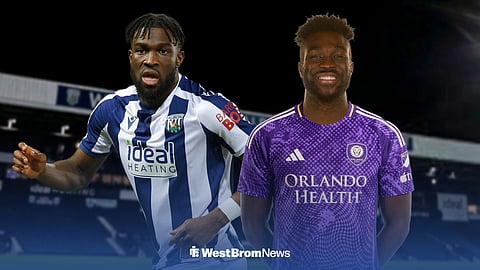 Daryl Dike in a West Brom kit and an Orlando City kit ahead of The Hawthorns.