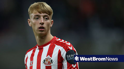 Tom Watson of Sunderland participates in the Sky Bet Championship match between Sunderland and Leeds United at the Stadium Of Light in Sunderland, England, on October 4, 2024