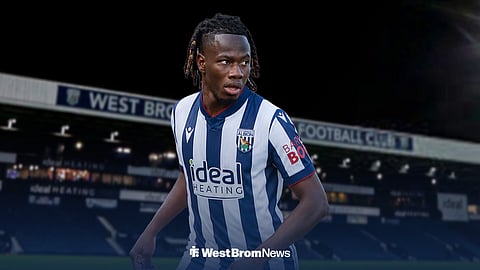 Issa Kabore in a West Brom kit at The Hawthorns