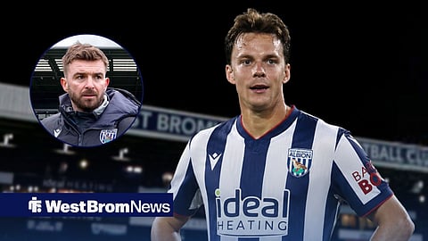 Felix Horn Myhre in a West Brom shirt and James Morrison