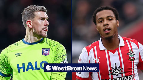 Split image of Alex Palmer playing for Ipswich Town and Cameron Archer in action for Southampton