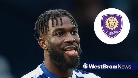 Former West Brom ace Daryl Dike and Orlando City badge in inset