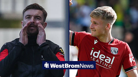 James Morrison on the touchline and Jimmy-Jay Morgan celebrating for West Brom