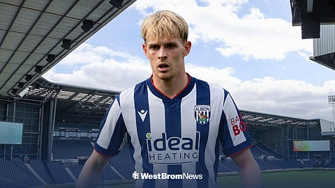 West Brom midfielder Toby Collyer in front of The Hawthorns