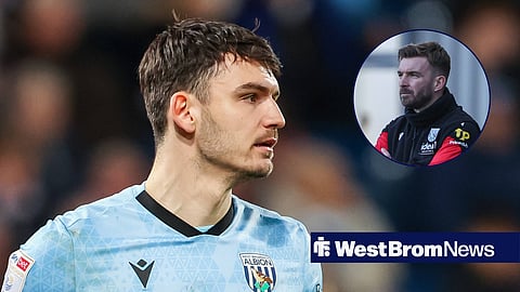West Brom goalkeeper Max O'Leary and West Brom manager James Morrison