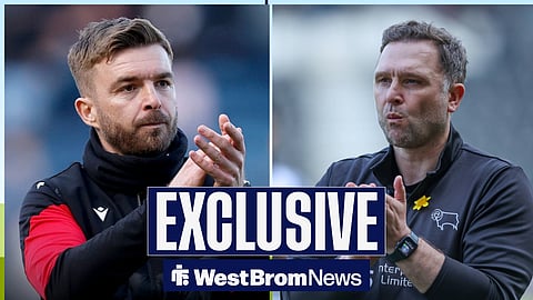 West Brom manager James Morrison and Derby County counterpart John Eustace